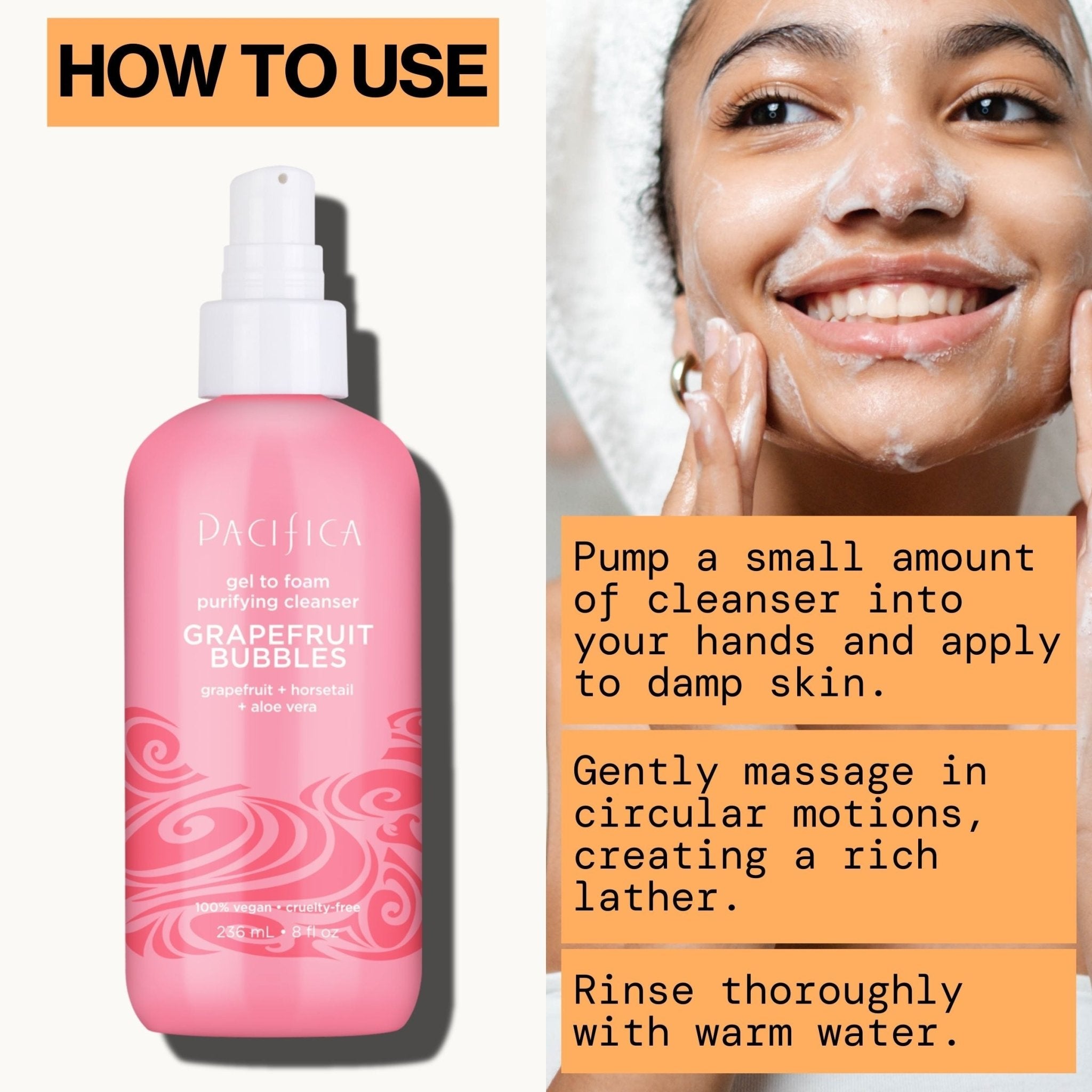 Grapefruit Bubbles Gel to Foam Purifying Cleanser